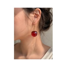 Çeri Sallantılı Kırmızı Kiraz Cherry Figürlü Gold Altın Küpe