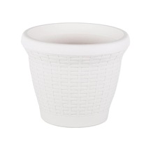 Hs01 Hasır Saksı Tabaklı 20,9cm, 3.3 Litre Beyaz