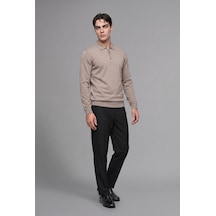 Defacto Standart Fit Yarım Fermuarlı Polo Yaka Triko Basic Kazak H7595ax26aubg766 Bej-bg766