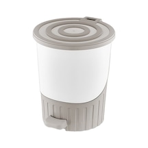 Dünya-01069-407 Pastel Çöp Kovası Plastik 260x230x275mm 8lt Pedallı Kum Beji Lüx - 6'li Paket