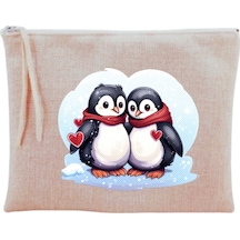 Penguen Baskılı Makyaj Çantası