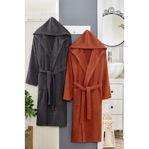 Doğa Serisi Aile Bornoz Seti 2li Set Antrasit Kiremit Antrasit - Kiremit