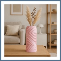 Buradabulabilirsin 3d Baskı Vector Vazo - Geometrik Çizgili Dekoratif Vazo-pembe Bbz