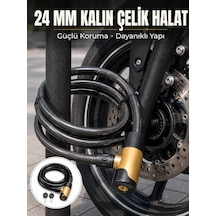 Güçlü Çelik Halat Yapısıyla Motosiklet, Bisiklet Ve Scooter İçin Güvenli Kilit Siyah