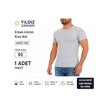 Yıldız Çamaşır Erkek Likralı Kısa Kol Bady Fanila Atlet 90-91-92 - 1 Adet Gri