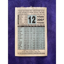 12 Nisan 2007 Takvim Yaprağı - Nostalji Koleksiyonluk Takvim Yaprağı B