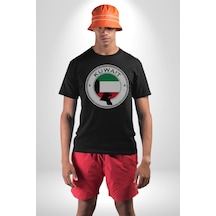 Kuveyt Bayrağı Unisex Unisex Siyah Organik Baskılı T-shirt Penye Yüksek Kalite Siyah