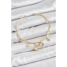 Pirinç Zirkon Taşlı Tavşan Ve Kalp Model Gold Renk Charm Bileklik - Tj-bb7357 Çok Renkli