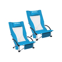 Kingcamp Lilac High Comfort Plaj Ve Dinlenme Sandalyesi 2'li Set Blue Mavi