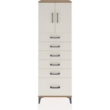 Hyperion Dolap Tek Raflı 6 Çekmeceli 2 Kapaklı 60x44x182 Çam-... Çam