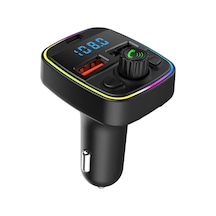 Mufunye Siyah Araç Fm Transmitörü: Bluetooth免提 Arama, Pd Hızlı Şarj + Çift Usb, Mp3 Çalar Ve Ambiyans Işığı İle
