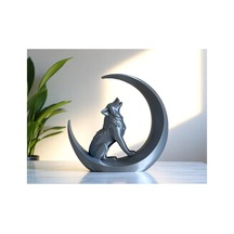 Ayda Uluyan Kurt, 15 Cm Uluyan Kurt Biblo, Dekoratif Kurt Figürlü Hediyelik Biblo Gri