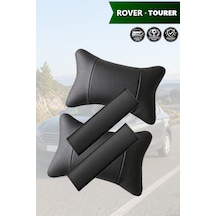 Rover Tourer Uyumlu Set Deri Kemer Koruyucu Siyah Deri Yastık Lüks