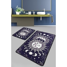 Aten Banyo Halısı Djt 2 Li Set Beyaz - Lacivert