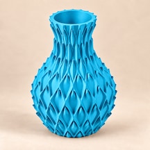 Yaprak Kabartmalı Dekoratif Vazo 20 Cm Kuru Çiçek Ve Pampas Vazosu Camgöbeği