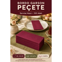 33x33 Cm Bordo Garson Katlama Peçete 100 Adet 2 Katlı Kadınlar Günü Davet Parti Sofra Kağıt Peçetesi