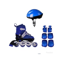 Mavi Ayarlanabilir, Full Set Kask Dizlik Seti Dahil Çocuk Başlangıç Pateni Mavi