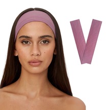 2li Kadın Saç Bandı Bandana Pamuk Likralı Spor Headband Pembe