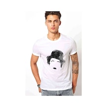 Charlie Chaplin Old Baskılı Beyaz Erkek Tshirt