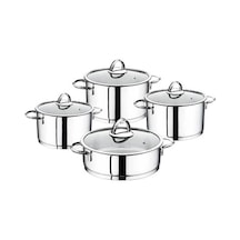 Oms Silindir 8 Parça Çelik Tencere Seti Sade 1097