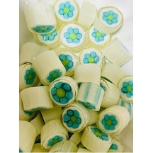 Mavi Çiçek Desenli Lolly Şeker 1000 Gr.