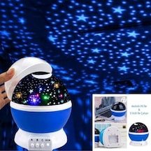 Dönen Projeksiyonlu Gece Lambası Renkli Yıldızlı Gökyüzü Tavan Aydınlatma, Mavi