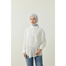 Mentoraly Modakaşmir Rosmira Pamuk Eşarp - Çiçek Desenli lacivert