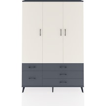 Arges Dolap 5 Raflı 5 Çekmeceli Tek Askılı 132x30x195 Antrasit-aytaşı/antrasit Aytası/antrasıt