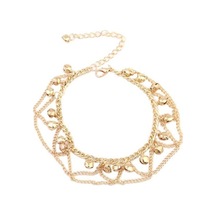 Bohemian Püskül Çan Halhal Yaz Plaj Kadın Sandal Ayak Bileği Bilezik Ayak Zinciri Altın