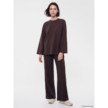 Lcw Comfort Kahverengi Taşlı Geniş Paça Kadın Eşofman Altı