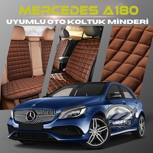 Mercedes A180 Kahverengi Tay Tüyü Cepli & Terletmez Sırtlı Oto Koltuk Minder Seti - Koruma Kılıfı  Ön & Arka Set