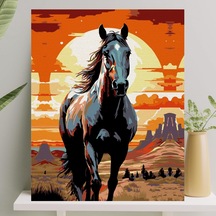 Palmiye Hobi Sanat Sayılarla Boyama Tuval Seti Fırça Boya Dahil Çıtalı 40x50 Cm - Siyah İnci