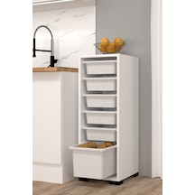 Rüya No.1 Modern Kullanışlı Beyaz Dar Sepetli Mutfak Dolabı