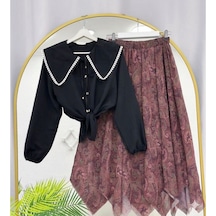 Lovie Moda Kadın Şifon Etekli Takım Bordo