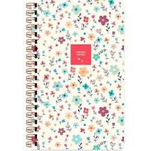 Sert Kapak Düz Spiralli Çiçek Defter Krem Çiçek 13x21 Krem