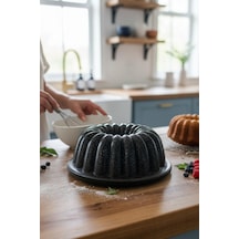 Alüminyum Döküm Granit Kek Kalıbı 25cm Siyah