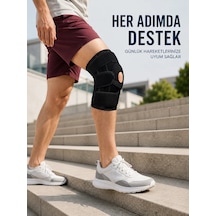 Silikon Patella Destekli Dizlik Nefes Alabilir Ayarlanabilir Cırtlı Ligament Desteği Siyah