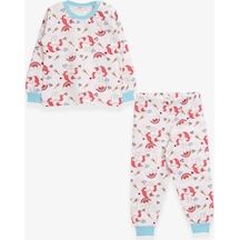 Breeze Kız Çocuk Pijama Takımı Unicorn Desenli Ekru (1.5-5 Yaş) (550008603)