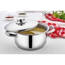 Mega Derin Çelik Saplı Tencere 24x14 Cm Et Cl154