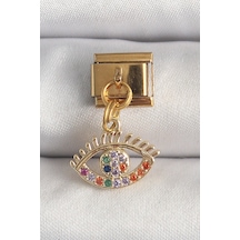 Bluefeet 316l Çelik Gold Renk Sallantı Renkli Zirkon Taşlı Göz Model Nomination Charm Çok Renkli Bluefeet 316l Çelik Gold Renk Sallantı Renkli Zirkon Taşlı Göz Model Nomination Charm Çok Renkli