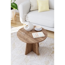 Mantar Orta Sehpa İskandinav Stili Yuvarlak Orta Sehpa 58 Cm - Ceviz
