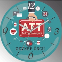 Acil Tıp Teknisyeni Çap 30cm Sessiz Akar Bombeli Gerçek Cam Duvar Saati Siyah