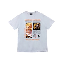 Demon Slayer Kyojuro Rengoku Baskılı Unisex %100 Pamuk Beyaz T-shirt Beyaz Demon Slayer Kyojuro Rengoku Baskılı Unisex %100 Pamuk Beyaz T-shirt Beyaz