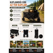Üst Masalı Katlanabilir Kamp Arabası Çekme Kollu Geniş Hazneli Piknik Ve Plaj Arabası