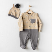 Andywawa Little Zebra Bebek Tulum Takımı AC24159 Bej - Gri