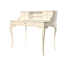 Wooding 100 Cm Çekmeceli Masif Krem Lake Raflı Çalışma Masası Krem