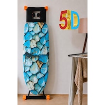 5d Özel Kumaş Keçeli Ütü Masası Kılıfı Masaya Göre Ayarlanabilir İpli Stoperli 55x140cm Turkuaz Taş Çok Renkli