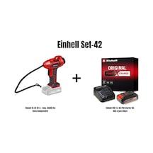 Einhell Set-42 Einhell Ce-cc 18 Li - Solo, Akülü Oto Hava Kompresörü+einhell 18v 2,5 Ah Pxc Starter Kit, Akü & Şarj Cihazı