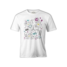 Travel The World Eiffel Pisa Liberty Big Ben Beyaz Erkek Tshirt 001