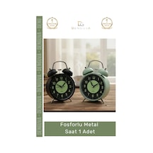Saat Nostaljik Retro Tasarım İkiz Çan Yüksek Sesli Alarmlı 11 Cm Gece Işıklı Fosforlu Metal Çalar S Çok Renkli